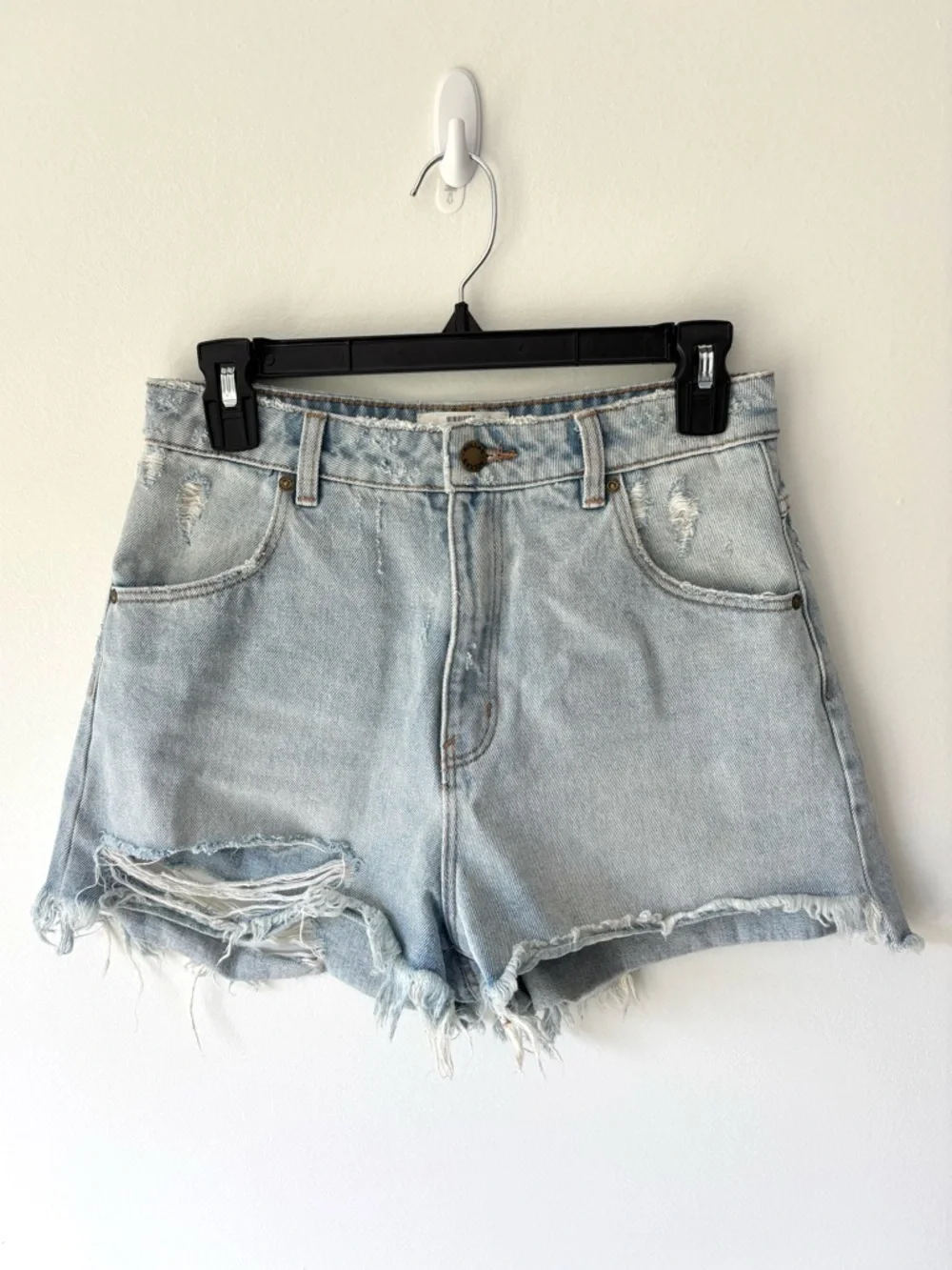 Rolla’s Light Wash Jean Shorts Dusters High Rise Slim Distressed Frayed